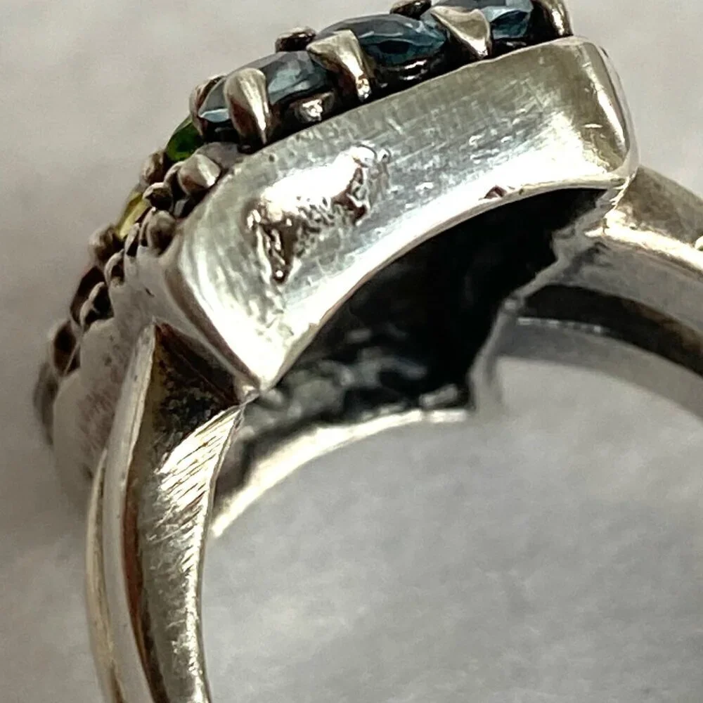 Sterling Silver 925 Multi Color Oval Cubic Zirconia CZ Ring Sz 7.75